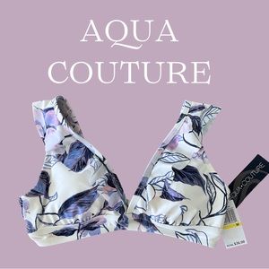 NWT Aqua Couture Bikini Top | Ruffle Straps & Tie-Back | Medium